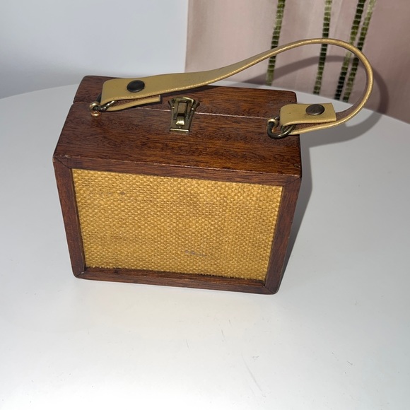 Vintage Handmade brown Wooden Pixie Mushroom Purse - Picture 4 of 16